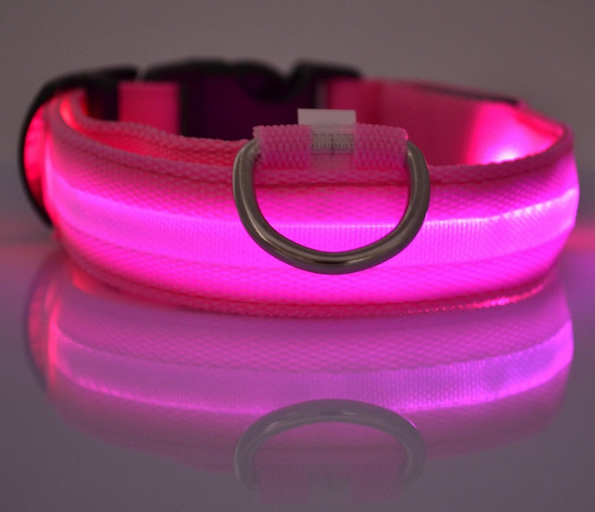 LED Dog Collar for Night Safety – USB Rechargeable Nylon Light-Up Pet Collar