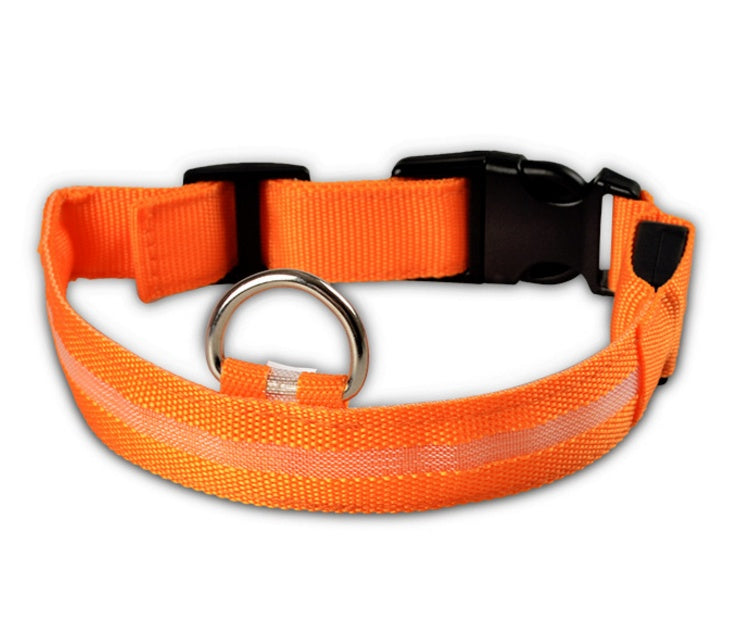LED Dog Collar for Night Safety – USB Rechargeable Nylon Light-Up Pet Collar