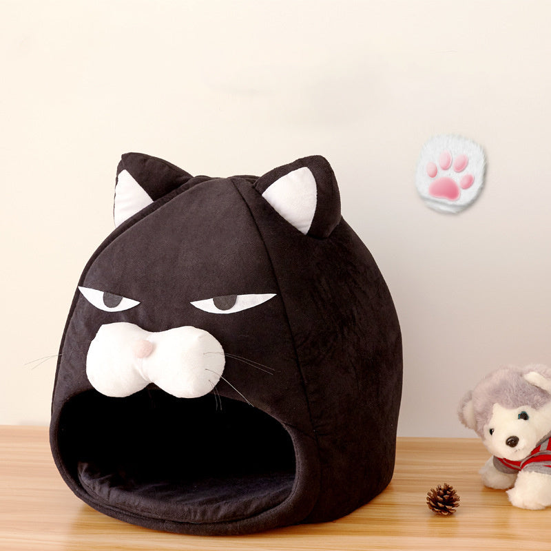 Cat House Bed with Litter Mat – Cozy Sleeping Nest for Cats & Kittens, Soft Washable Pet Bed