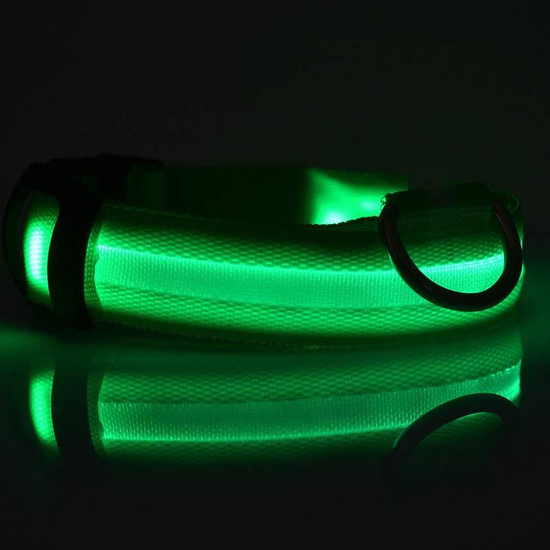 LED Dog Collar for Night Safety – USB Rechargeable Nylon Light-Up Pet Collar