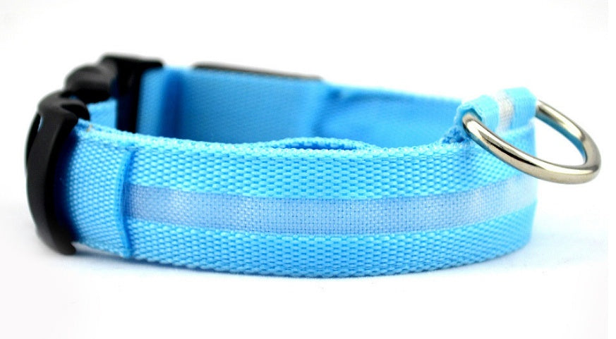 LED Dog Collar for Night Safety – USB Rechargeable Nylon Light-Up Pet Collar