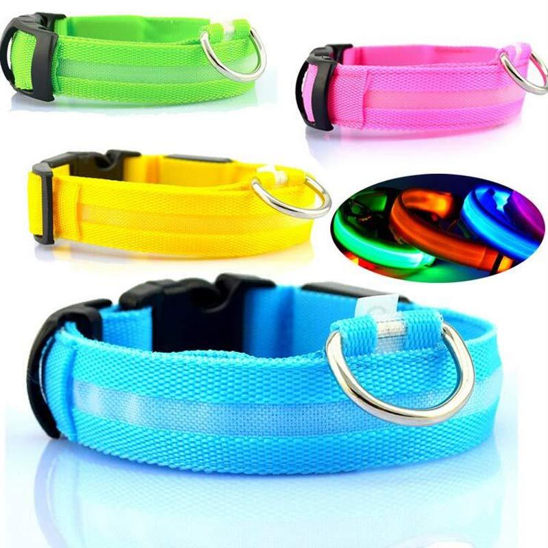 LED Dog Collar for Night Safety – USB Rechargeable Nylon Light-Up Pet Collar