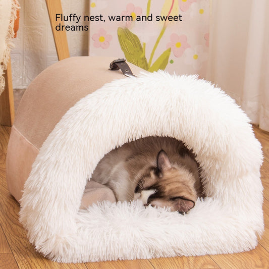 Portable Pet Nest for Cats & Dogs – Foldable Cozy Autumn Pet Bed, Warm Travel House for Small Pets