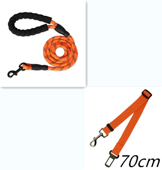 Reflective Nylon Dog Leash – Durable Pet Walking Rope for Small, Medium & Large Dogs