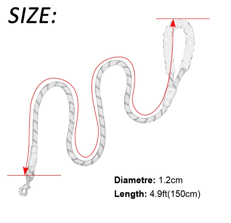 Reflective Nylon Dog Leash – Durable Pet Walking Rope for Small, Medium & Large Dogs