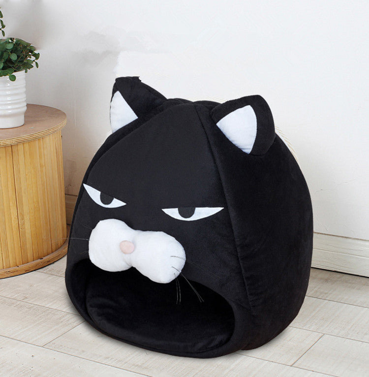 Cat House Bed with Litter Mat – Cozy Sleeping Nest for Cats & Kittens, Soft Washable Pet Bed