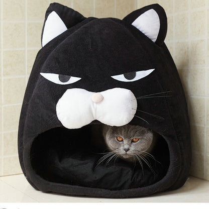 Cat House Bed with Litter Mat – Cozy Sleeping Nest for Cats & Kittens, Soft Washable Pet Bed