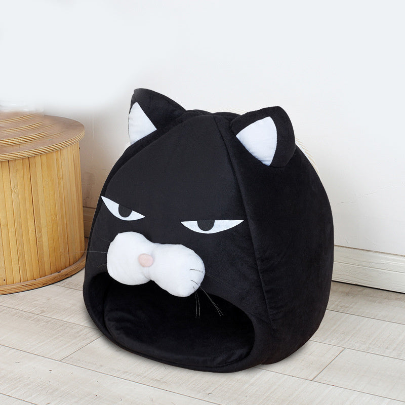 Cat House Bed with Litter Mat – Cozy Sleeping Nest for Cats & Kittens, Soft Washable Pet Bed