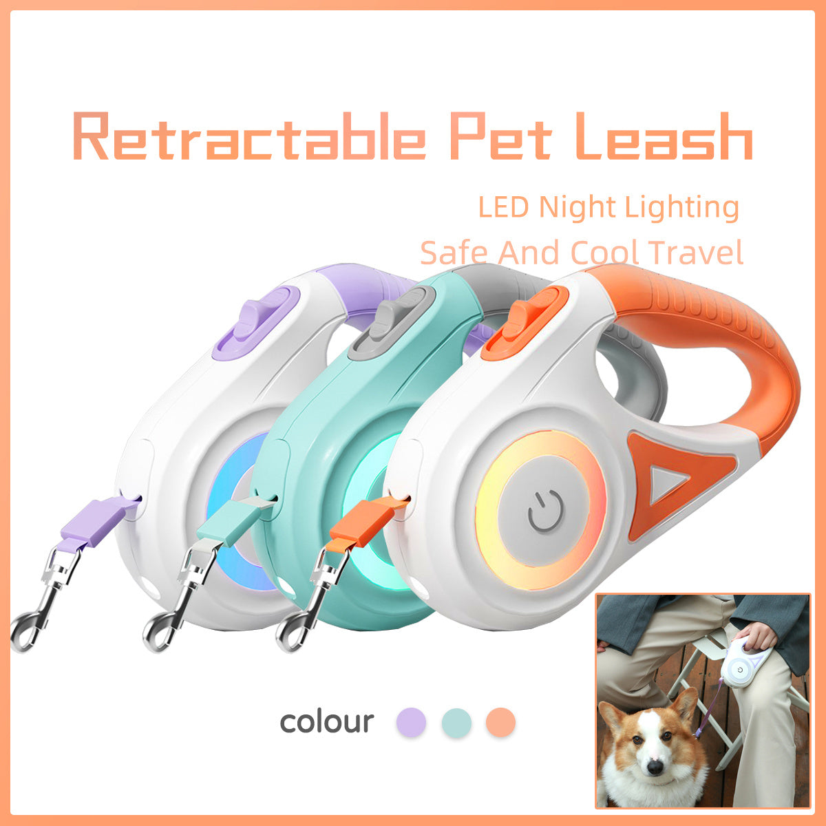 Retractable Dog Leash with Adjustable Collar – Heavy Duty Pet Walking Lead for Small, Medium & Large Dogs