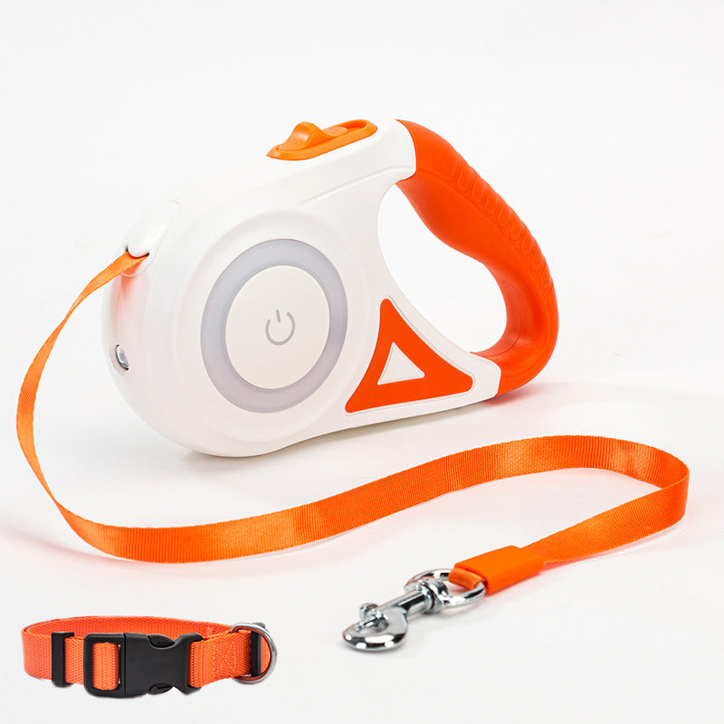 Retractable Dog Leash with Adjustable Collar – Heavy Duty Pet Walking Lead for Small, Medium & Large Dogs
